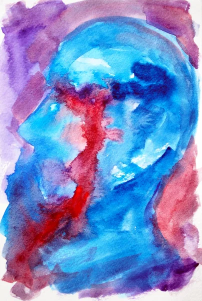Абстрактне Мистецтво Людський Плач Психічне Здоров Духовний Розум Цілющий Акварельний — стокове фото