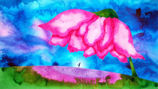 Hip Hop Dancer Dancing Abstract Landscape Rose Flower Art Watercolor — Fotografia de Stock