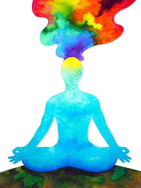 Menselijke Mediteren Geest Geestelijke Gezondheid Yoga Chakra Spirituele Heling Abstracte — Stockfoto
