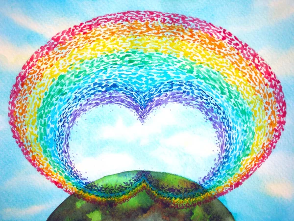 soyut gökkuşağı gökyüzü doğa dünya ruhani zihin iyileştiren suluboya resim tasarımı çizimi bütünsel sanat çizimi