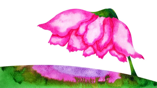 Grande Rosa Fiore Astratto Arte Acquerello Pittura Illustrazione Disegno Spirituale — Foto Stock