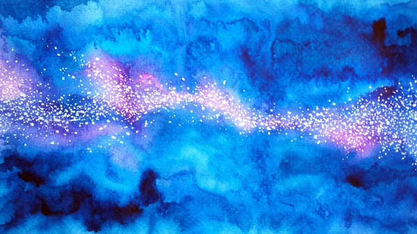 Abstract Blue Sky Cloud Art Watercolor Painting Illustration Design Drawing — 스톡 사진