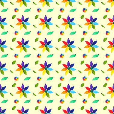 Renkli çiçek desensiz suluboya tasarımı