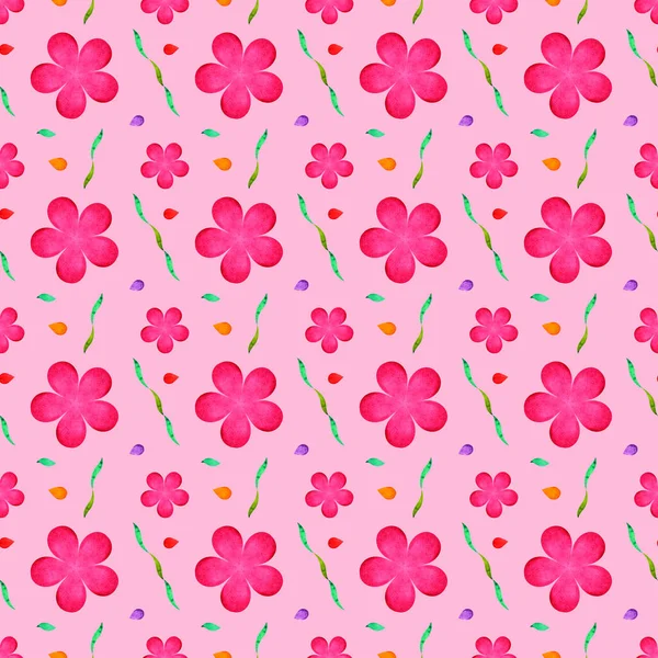 Pembe çiçek pürüzsüz desenli suluboya tasarımı