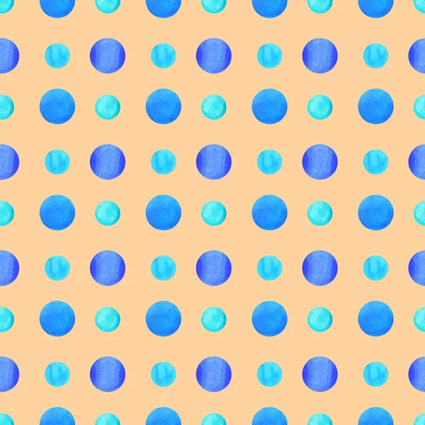 Blue Polka Dot Seamless Pattern Watercolor Painting Illustration Design — Stockfoto
