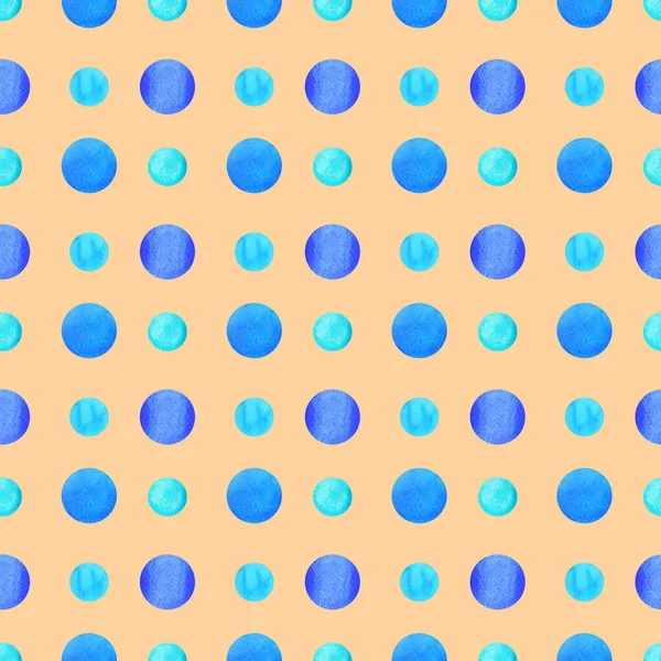 Blue Polka Dot Seamless Pattern Watercolor Painting Illustration Design — Photo