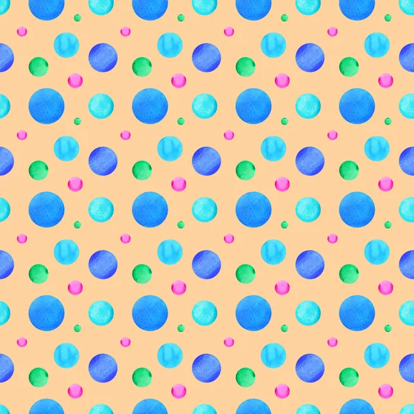 Colorful Polka Dot Seamless Pattern Watercolor Painting Illustration Design — Stockfoto