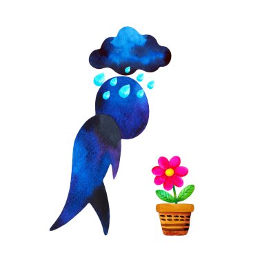 sad head human feeling meeting blossom flower  love mind power mental health spiritual abtract art watercolor painting cartoon illustration design drawing symbol negative emotion