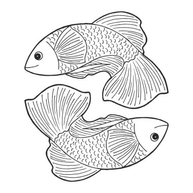 Balık burcu burç burç sembolü işaret logosu tasarımı su elementi renk sanatı arka plan suluboya resim karikatür çizim servet