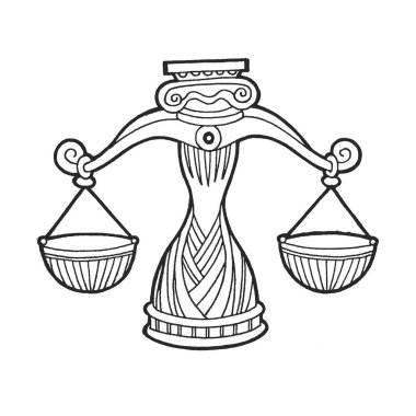 Terazi burcunun burç sembolü hava elementi renk sanatı arka planında logo simgesi tasarımı suluboya karikatür çizimi falı