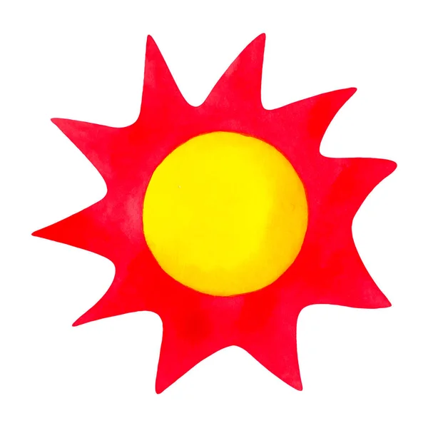 Κίτρινο Κόκκινο Καυτό Ήλιο Ηλιόλουστη Ηλιοφάνεια Καλοκαίρι Τέχνη Φως Ακουαρέλα — Φωτογραφία Αρχείου