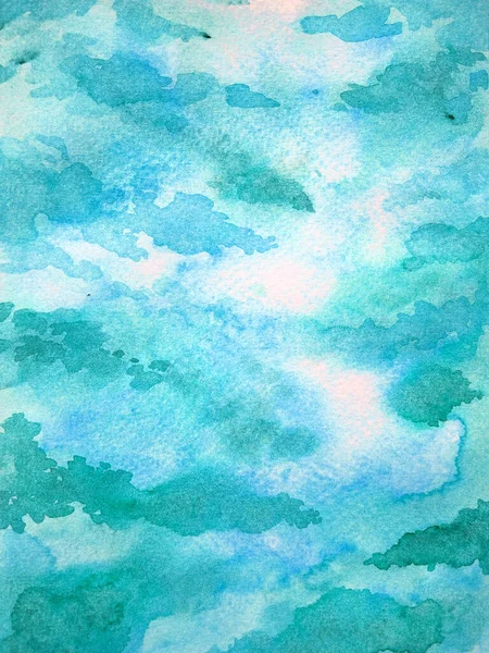Τέχνη Αφηρημένη Μπλε Λευκό Ουρανό Ακουαρέλα Ζωγραφική Χαρτί Υφή Μυαλό — Φωτογραφία Αρχείου