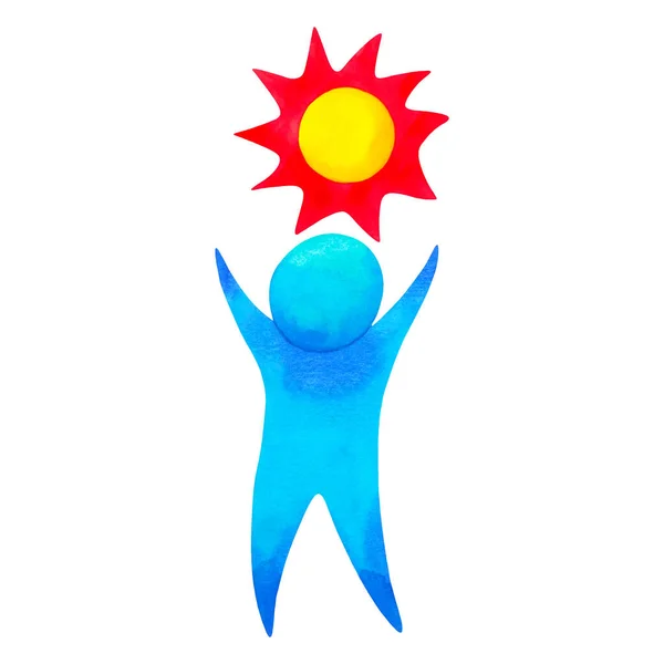 Mutlu Güneş Insanın Olumlu Duygularını Yansıtıyor Zihin Gücü Akıl Sağlığı — Stok fotoğraf