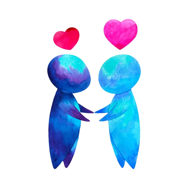 Two Human Compassion Empathy Love Heart Understanding Abstract Art Watercolor — Stockfoto