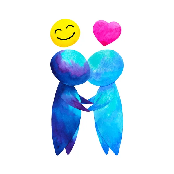 Two Human Compassion Empathy Love Heart Understanding Abstract Art Watercolor — Stock Fotó