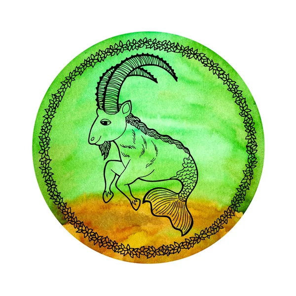 Capricorn Dierenriem Astrologie Horoscoop Symbool Teken Logo Pictogram Ontwerp Aarde — Stockfoto