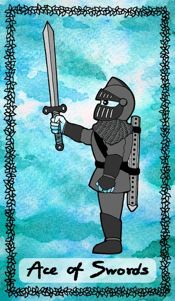 Cavaleiro Medieval Armadura Guerreiro Espada Arma Batalha Capacete Cartoon Arte — Fotografia de Stock