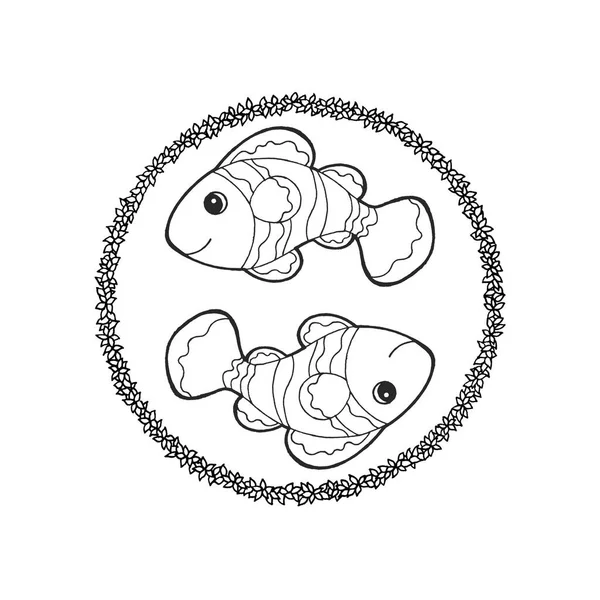 Pisces Zodiac Astrology Horoscope Symbol Sign Logo Icon Design Water — ストック写真