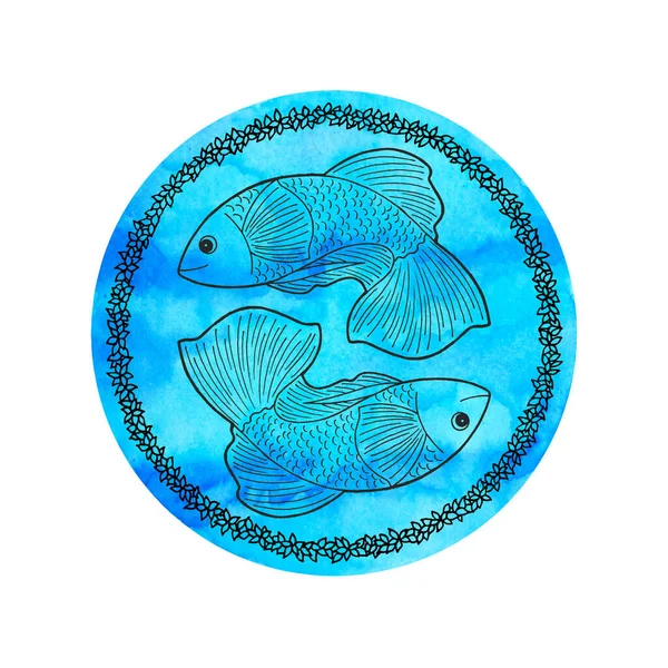 Pisces Zodiac Astrology Horoscope Symbol Sign Logo Icon Design Water — Fotografie, imagine de stoc