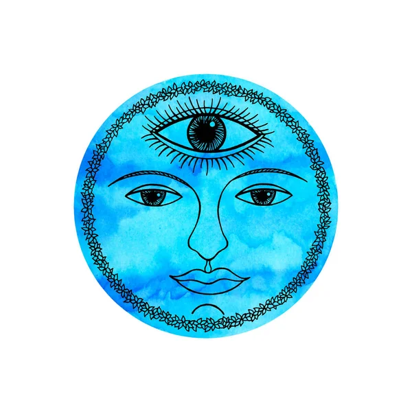 Third Eye Water Air Sky Blue Face Abstract Art Mind — Zdjęcie stockowe