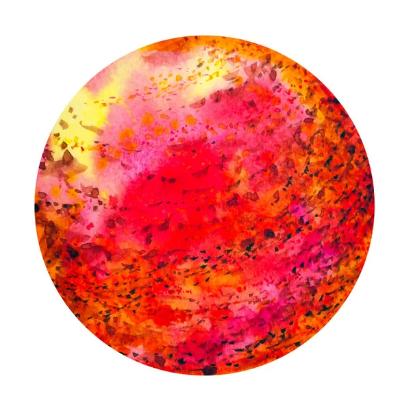 Planeta Vermelho Arte Abstrato Universo Estrela Mental Mente Espiritual Aquarela — Fotografia de Stock