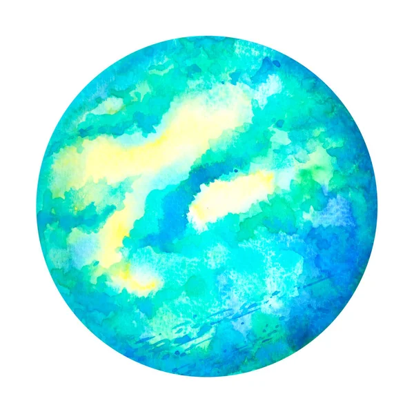 Azul Planeta Arte Abstracto Universo Estrella Mental Mente Espiritual Acuarela —  Fotos de Stock