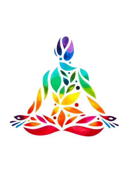 Menselijke Mediteren Geest Geestelijke Gezondheid Yoga Chakra Spirituele Heling Aquarel — Stockfoto