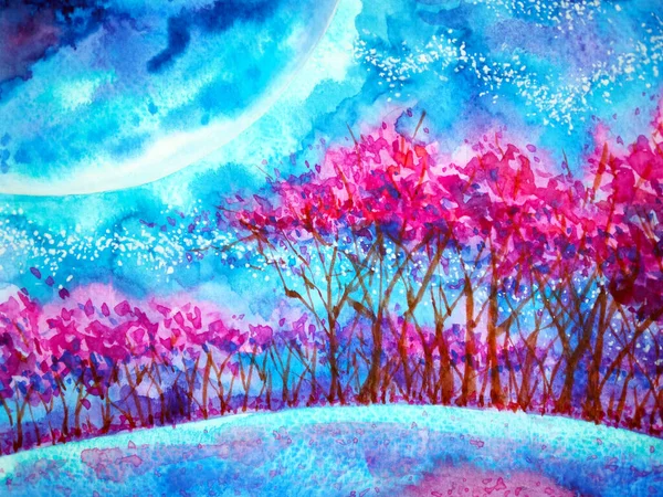 Сакура Рожевий Вишневий Цвіт Абстрактне Мистецтво Всесвіті Влада Розум Акварельний — стокове фото
