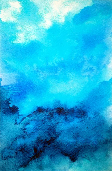 Абстрактный Синий Белый Небо Океан Волны Цвета Акварели Живопись Фона — стоковое фото