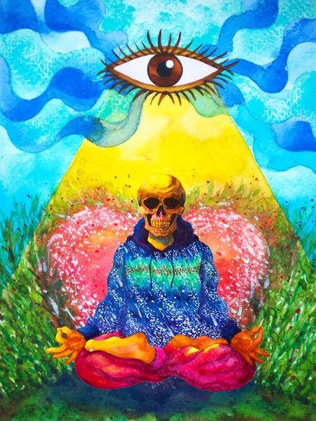 Cukr Lebka Člověk Meditovat Mysl Duchovní Duševní Třetí Oko Osvětlení — Stock fotografie