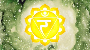 Manipura Solar Plexus Chakra yellow color logo symbol icon reiki mind spiritual health healing holistic energy lotus mandala watercolor painting art illustration design universe background clipart