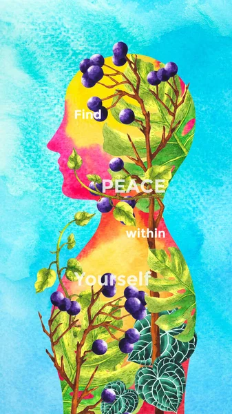 Ludzka Głowa Umysł Zdrowie Psychiczne Duchowe Abstrakcyjne Sztuka Uzdrawianie Pozytywne — Zdjęcie stockowe
