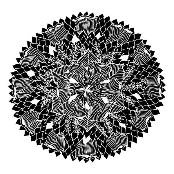 Chakra Mandala Icono Símbolo Logotipo Flor Floral Hoja Vector Dibujado — Vector de stock