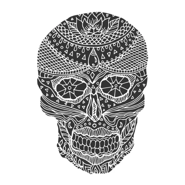Zuckerschädel Tag Des Toten Menschlichen Kopfes Vektor Design Illustration Hand — Stockvektor