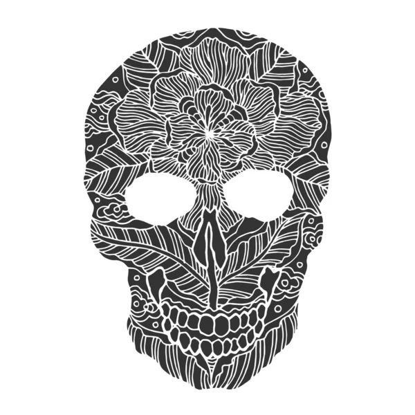 Día Del Cráneo Azúcar Cabeza Humana Muerta Vector Diseño Ilustración — Vector de stock