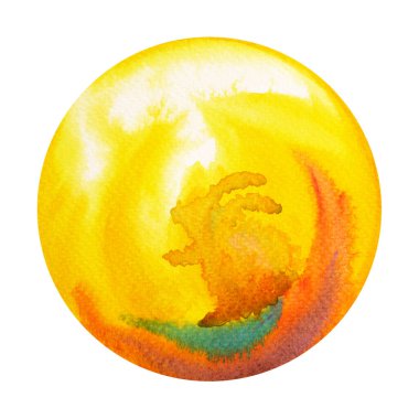 Büyük sarı tavşan dolunay dairesi suluboya resim tasarımı el çizimi