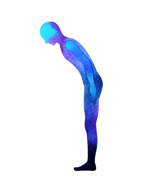 Human Standing Salute Salutation Pose Abstract Body Watercolor Painting Hand — Stock Photo, Image