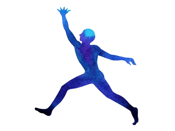 Ανθρώπινο Τρέξιμο Άλμα Αυξήσει Χέρια Μέχρι Την Ενέργεια Δύναμη Θέτουν — Φωτογραφία Αρχείου