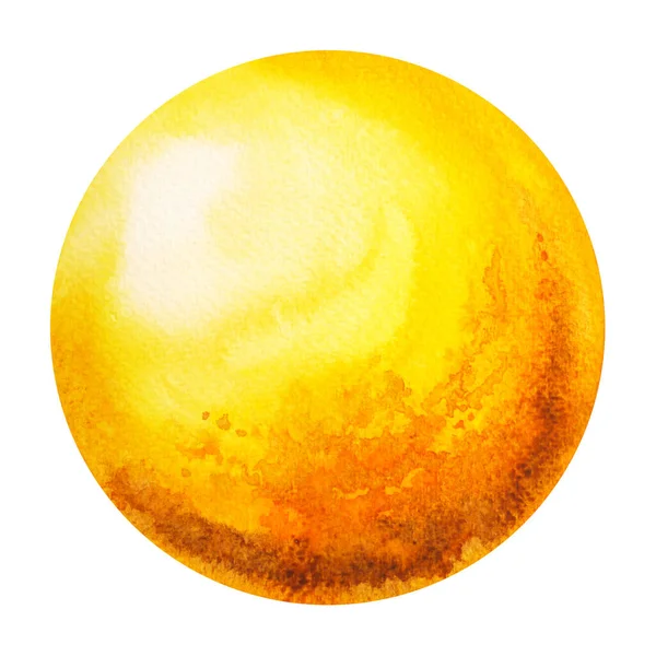 Grande Amarillo Luna Llena Círculo Redondo Acuarela Pintura Ilustración Diseño —  Fotos de Stock