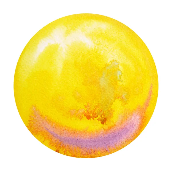 Grande Amarelo Lua Cheia Círculo Redondo Aquarela Pintura Ilustração Design — Fotografia de Stock