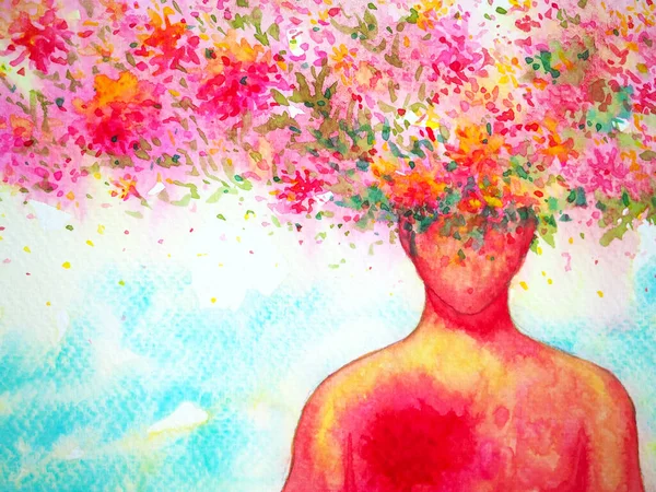 Mind Spiritual Human Body Head Flower Bloom Love Happy Positive — Fotografia de Stock