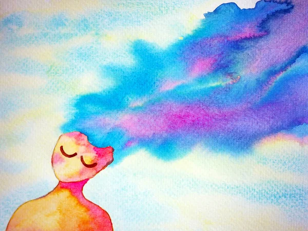 human head chakra body mind mental health healing spiritual imagine yoga breath power peace inspiring energy emotion holistic connected universe abstract art watercolor painting illustration design