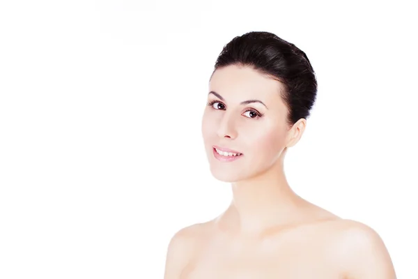 Porträt eines schönen weiblichen Modells auf weißem Hintergrund — Stockfoto