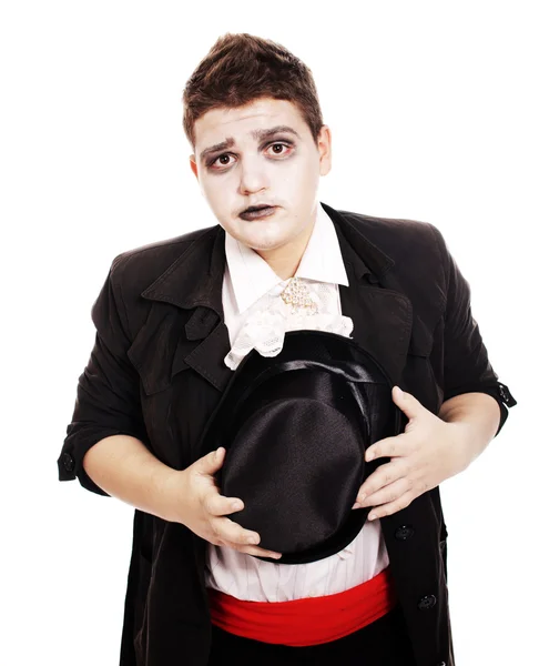 Adolescente gordo vestido como um vampiro para o Halloween — Fotografia de Stock