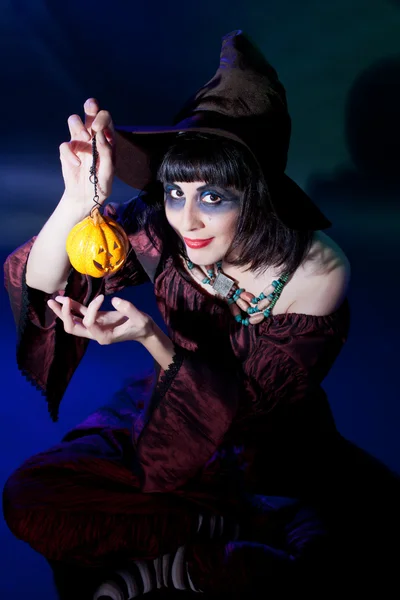 Girl wearing witch costume.Halloween — Stock Photo, Image