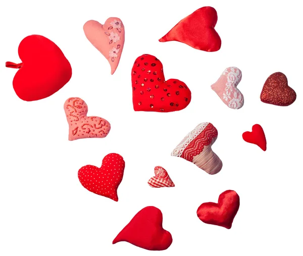 Handmade hearts- decorating sequins, spangles, bugled. Valentine — Stock Photo, Image