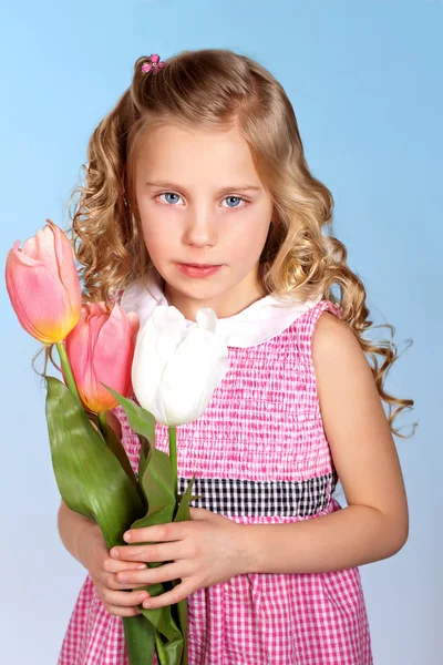 GIrl with flowers — Stock Photo, Image