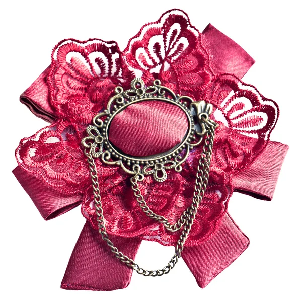 Boncuklar, ayrıntı örgü ipek kurdeleler ile broş. el yapımı