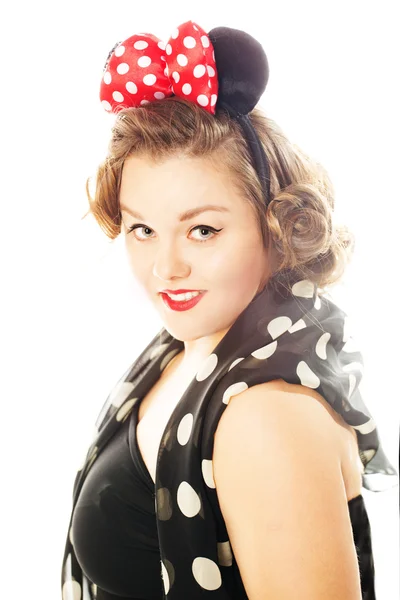 Pin up girl posing over white background — Stock Photo, Image