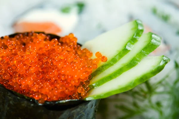 Caviar with a cucumber — Stock Photo, Image